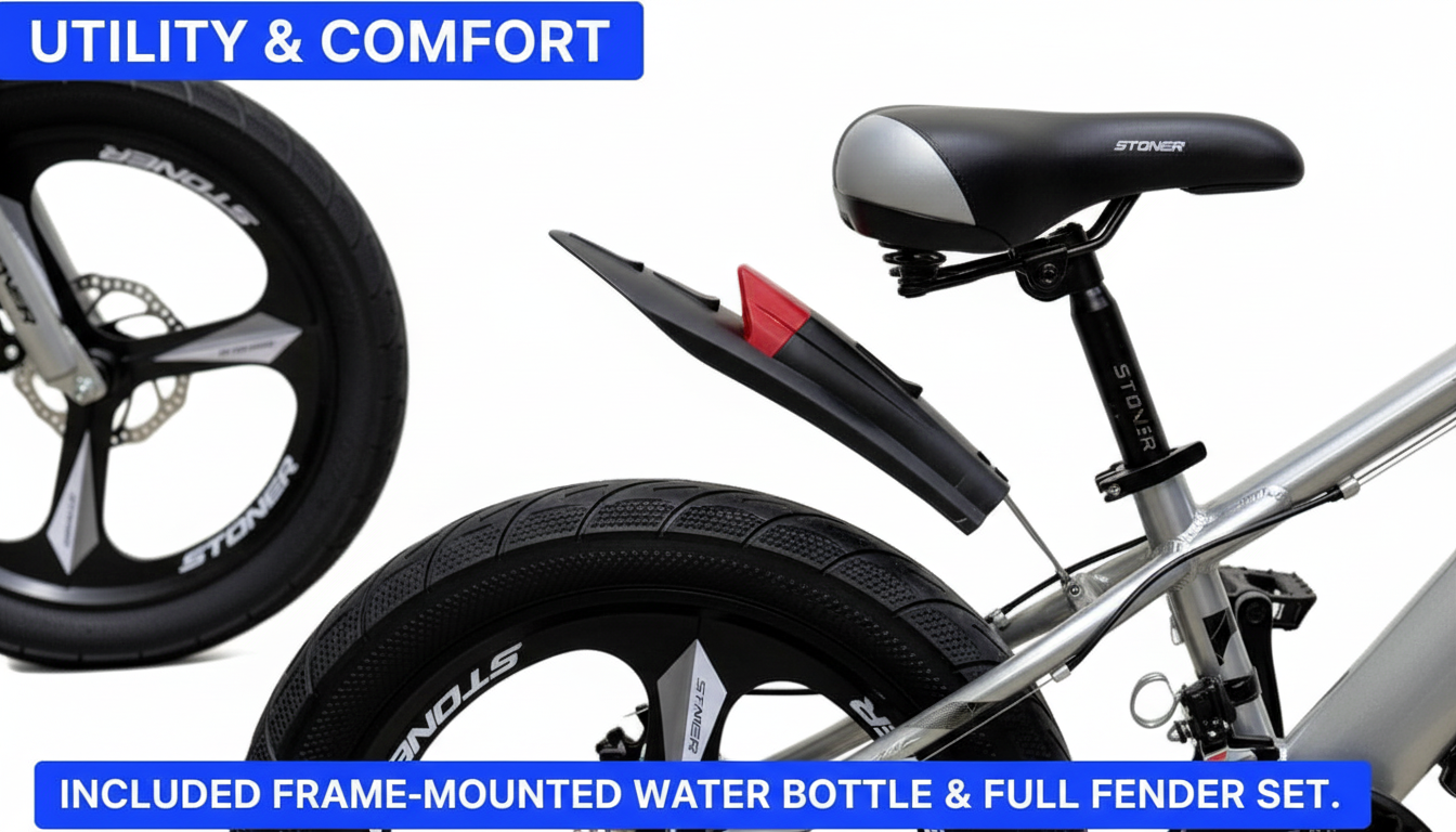 STONER 52 Aluminum Mountain Bike | Black & Grey | 20 Inch (CBF005)